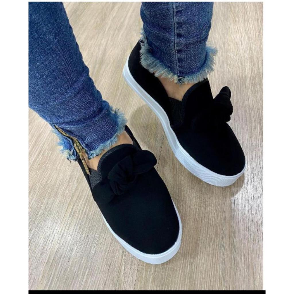 SLIP ON LAÇO COM NO NOBUK VARIAS CORES em Oferta na Shopee