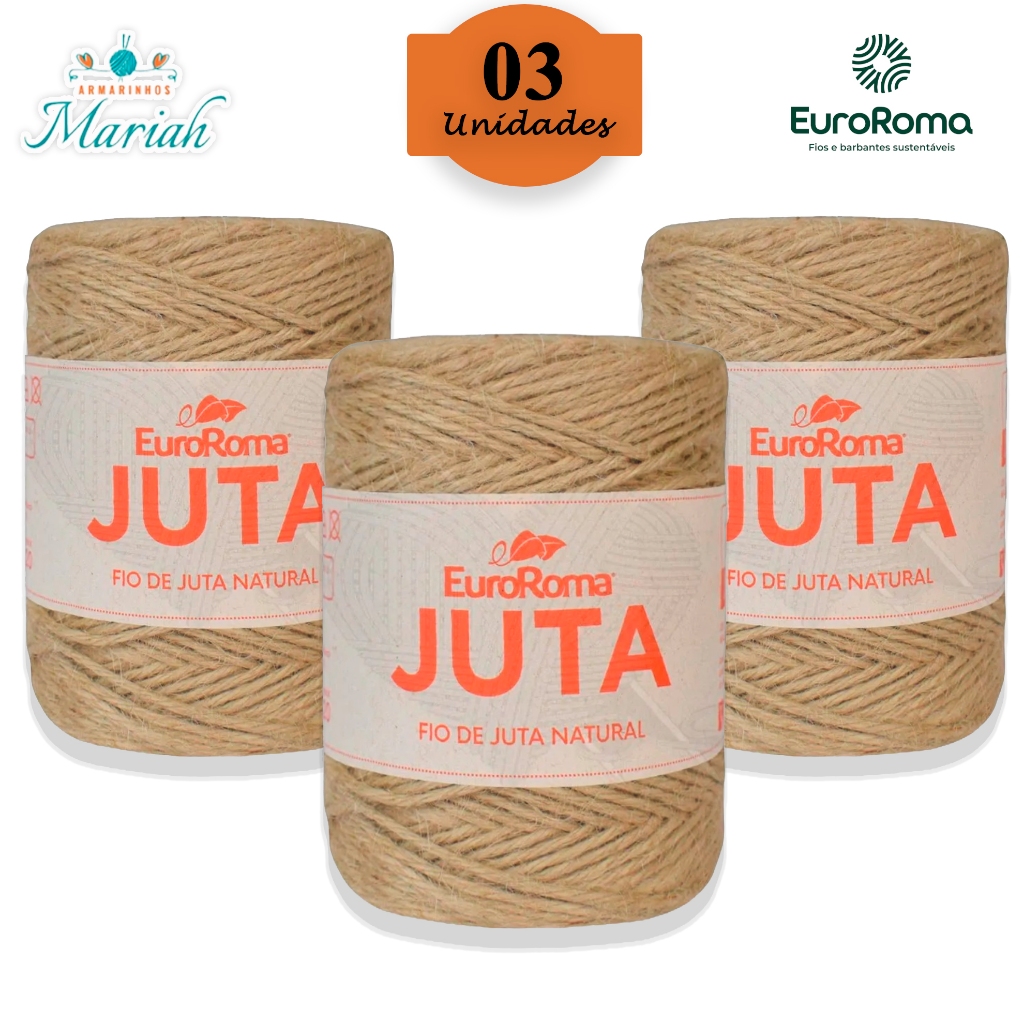 Kit 3 Juta Natural - Rolo Fio Corda Cordão, 2mm C/ 125m Cada