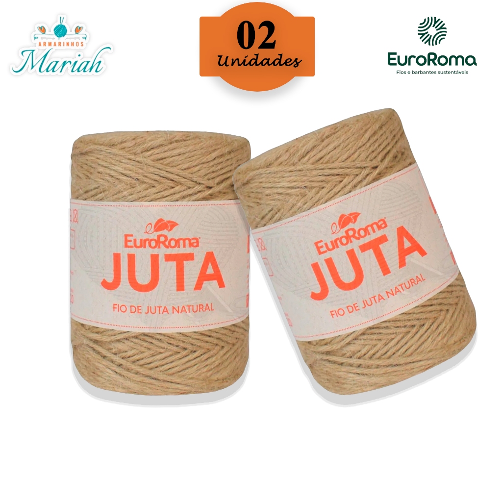 Kit 2 Juta Natural - Rolo Fio Corda Cordão, 2mm C/ 125m Cada