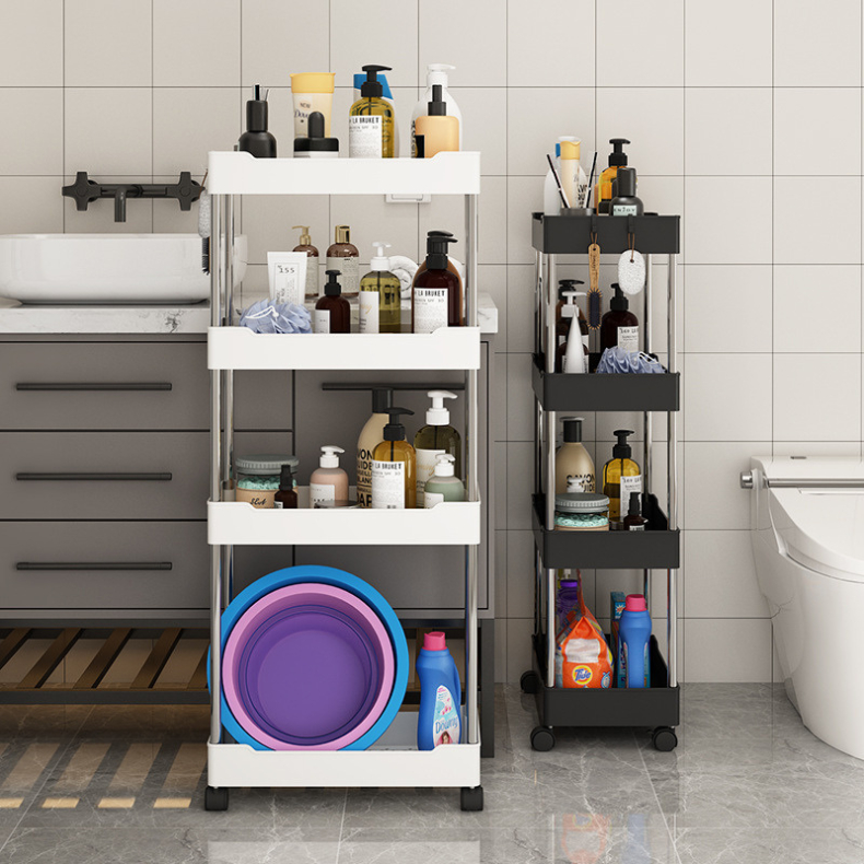 Carrinho Organizador com 4 Níveis e Rodas - Ideal para Cozinha, Banheiro, Escritório