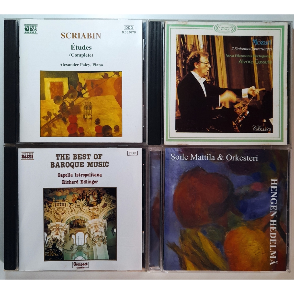 4 cds clássicos. Baroque Music, Richard Edinger, Bach, Handel, Vivaldi + Scriabin + Mozart + Soile Matilla. , seminovo.