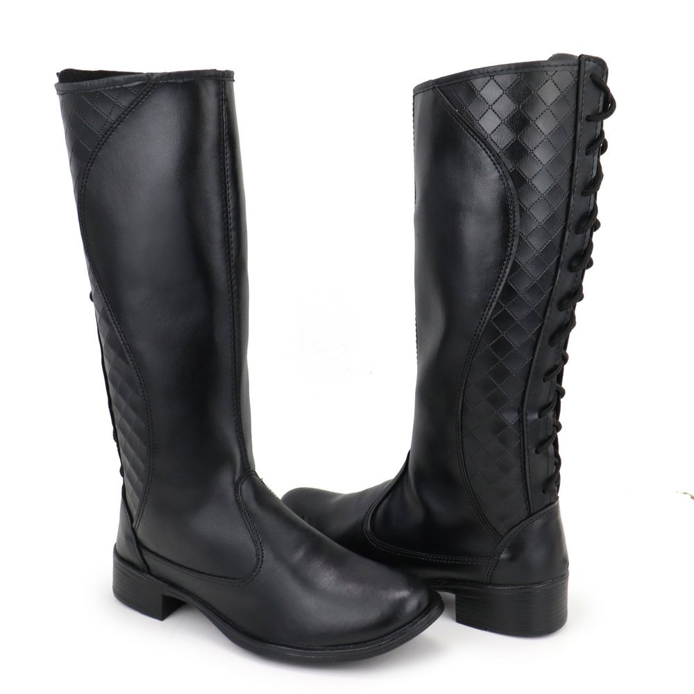 Bota Montaria Boiadeira Barretos Cano alto longo Ajustável na perna preta marrom modinha , confortável