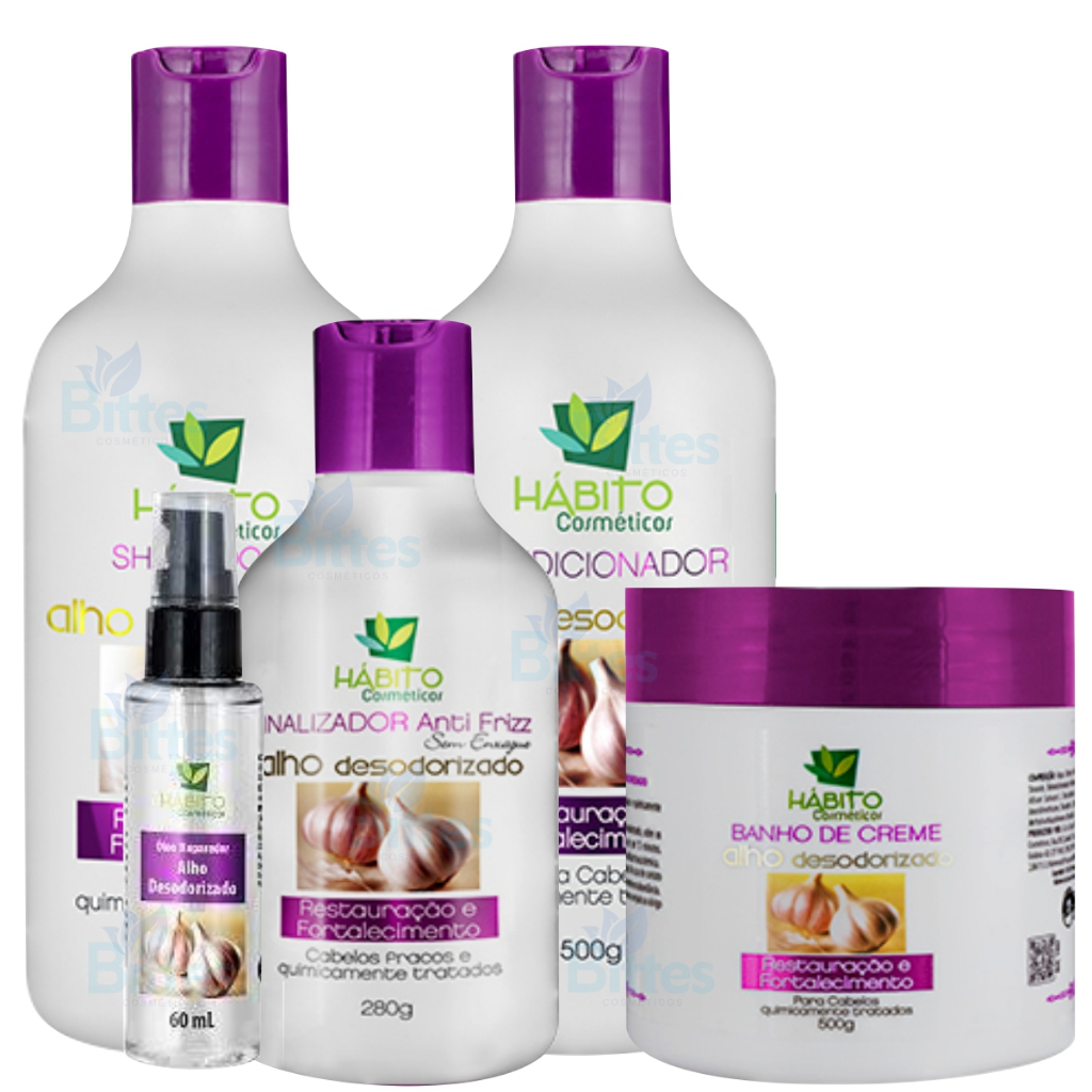 Kit Hábito Cosméticos Alho Desodorizado Restauração Fortalecimento COM ÓLEO
