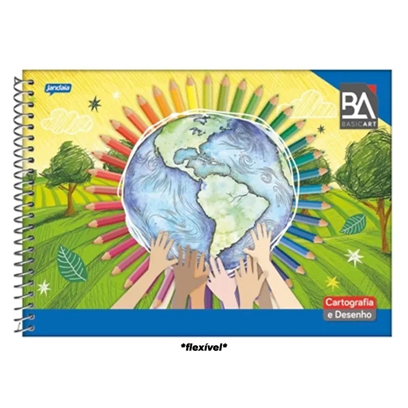 Caderno Espiral Flexível Cartografia e Desenho C/96 Folhas Basic Art – Jandaia