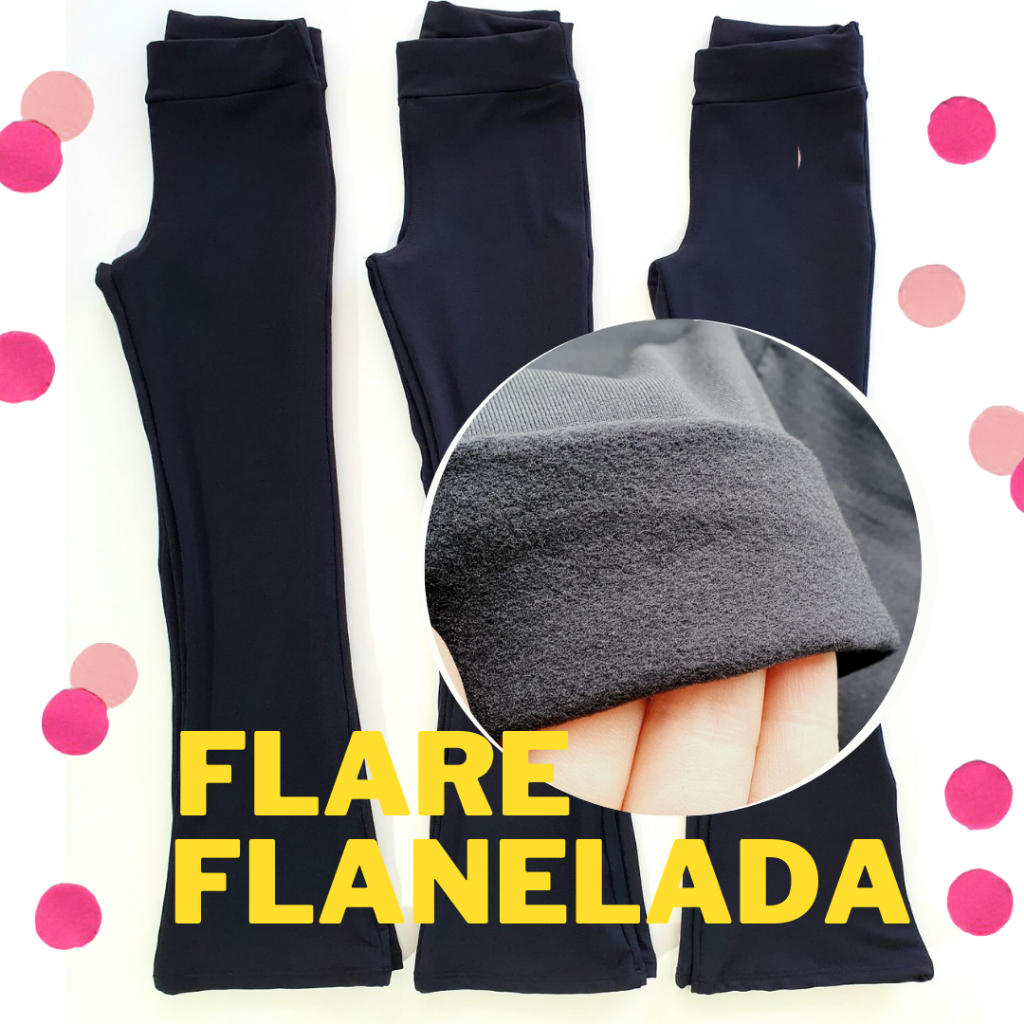Calça legging flare flanelada infantil roupa menina quentinha tipo bailarina peluciada do 04 ao 14