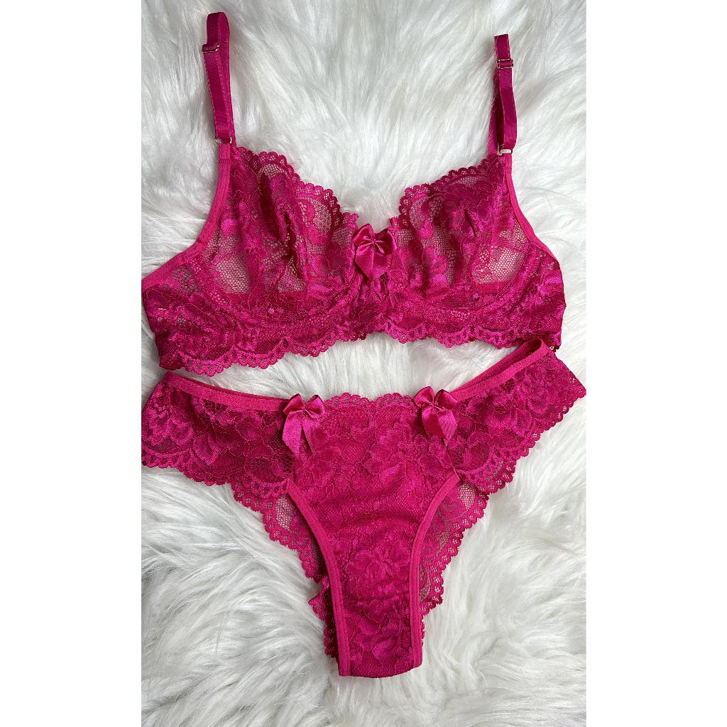 CONJUNTO RENDA FEMININO LINGERIE SUTIA SEM BOJO ARO FIO RENDA SENSUAL LUXO MODA INTIMA CONFORT R8017