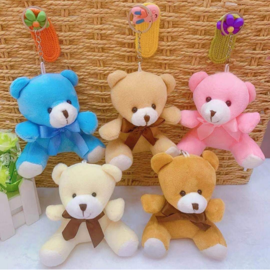 Kit 3/6/12 Urso com Fita de Pelúcia chaveiro com pegente para presente