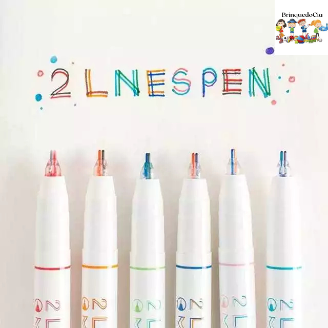 Duas Linhas Caneta 6 Peças conjunto 3D Visual 2 Line com magica e tintas diferentes em Oferta na Shopee
