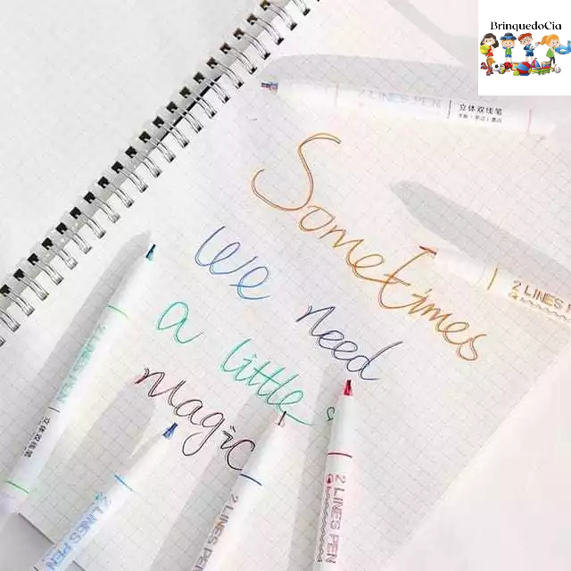 Duas Linhas Caneta 6 Peças conjunto 3D Visual 2 Line com magica e tintas diferentes