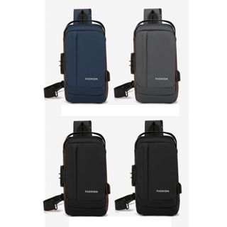 Mochila de Ombro Transversal Compacta Unilateral USB Trava de Código Á prova d'água