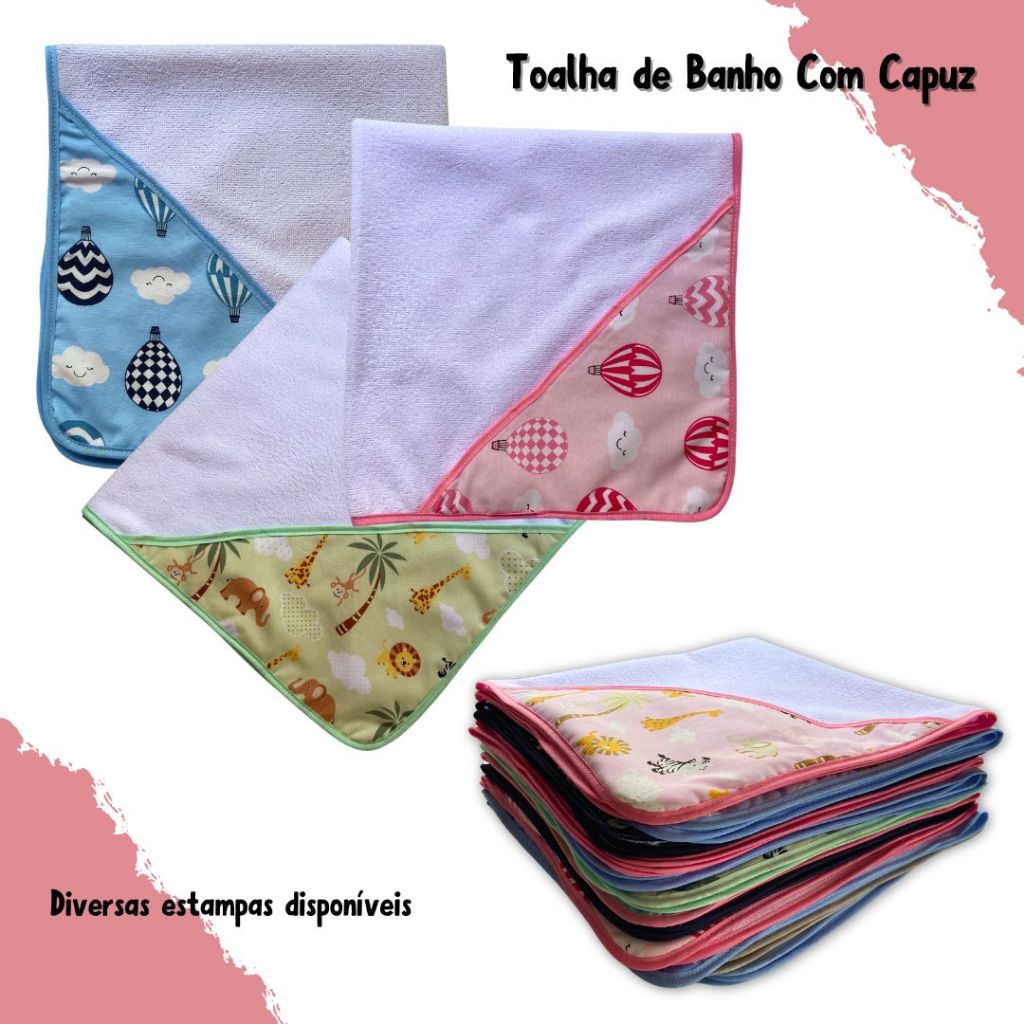 Toalha De Banho Com Capuz Estampado Bebê