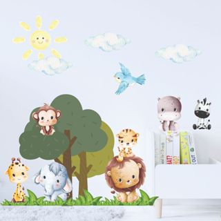 Adesivo De Parede Infantil Bebê Safari Menino Menina Quarto Bebê Decoração em Oferta na Shopee