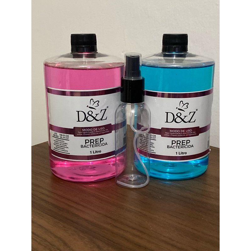 2 prep bactericida e refil 120ml d&z - cuidado com as unhas nails uso profissional