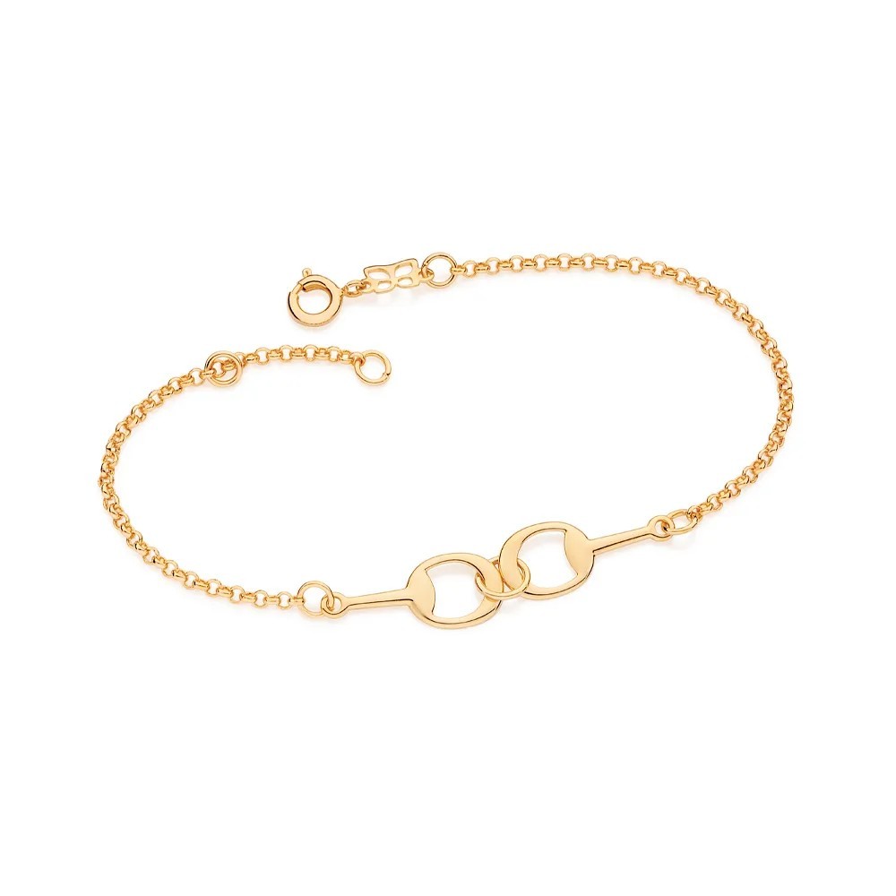 PULSEIRA DE OURO 18K FEMININA ELO PORTUGUÊS 2 PINGENTES FERRADURA ROMMANEL 19 CM 17 CM 552149