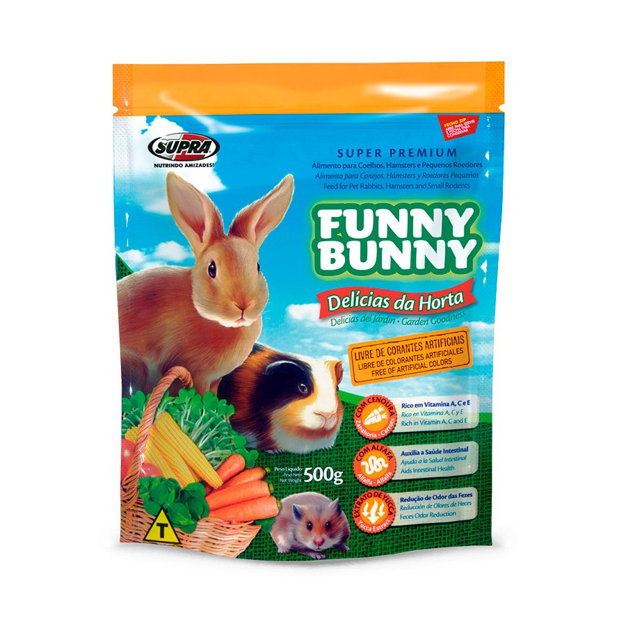 Ração Para Roedores Funny Bunny Delicias da Horta 500g Super Premium Coelhos, Hamsters, Porquinho da India