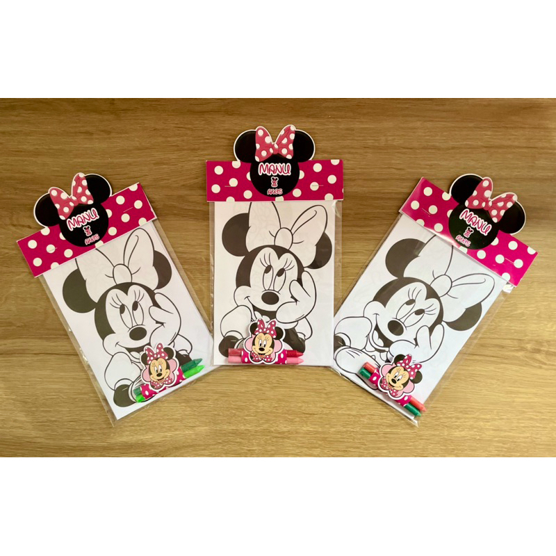 Kit  Lembrancinha personalizada minnie- Varios temas para colorir com giz de cera   - Lembrancinha infantil aniversário