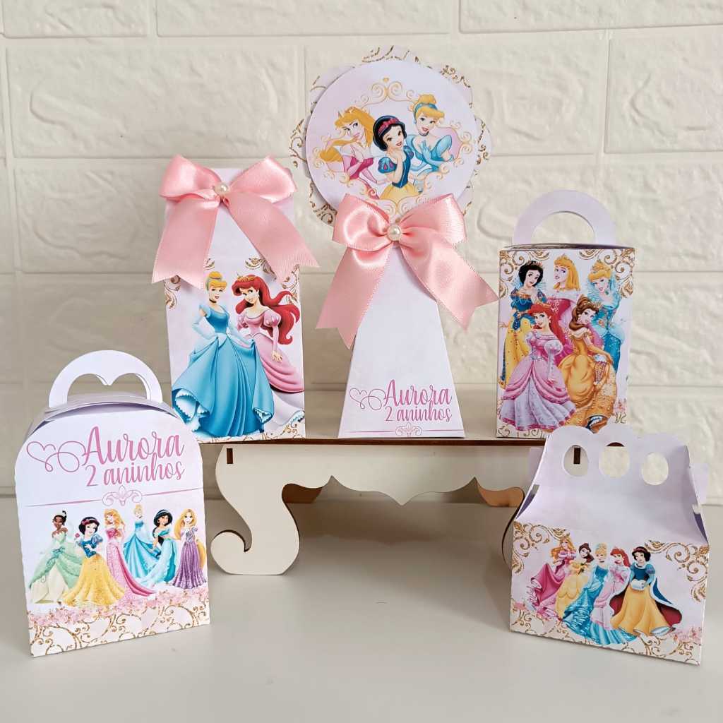 Kit Personalizados Princesas da Disney - Lembrancinha - Kit Festa - Caixa - Aniversário