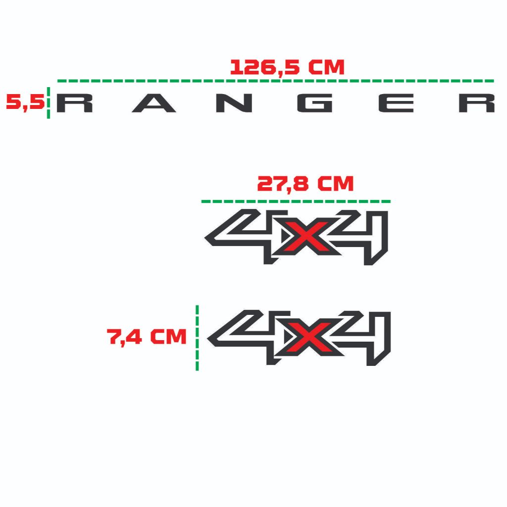 Ranger 2013/2016 4x4 E Faixa Tampa Traseira Adesivo Preto