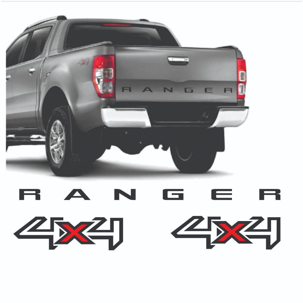 Adesivo Ranger 2013/2016 4x4 E Faixa Tampa Traseira Preta (NÃO DESBOTA FEITO EM PLOTTER DE RECORTE)