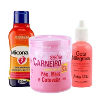 Kit Completo para os Pés Gota Milagrosa + Creme Miconaze + Sebo de Carneiro 200g - Super Hidratante em Oferta na Shopee