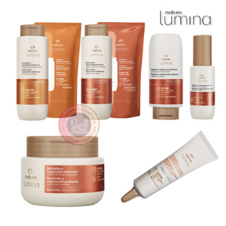 Linha Cabelos Secos Lumina Natura: Shampoo, Condicionador, Máscara, Creme de Pentear, Ampola Reparação e Óleo Reparador em Oferta na Shopee