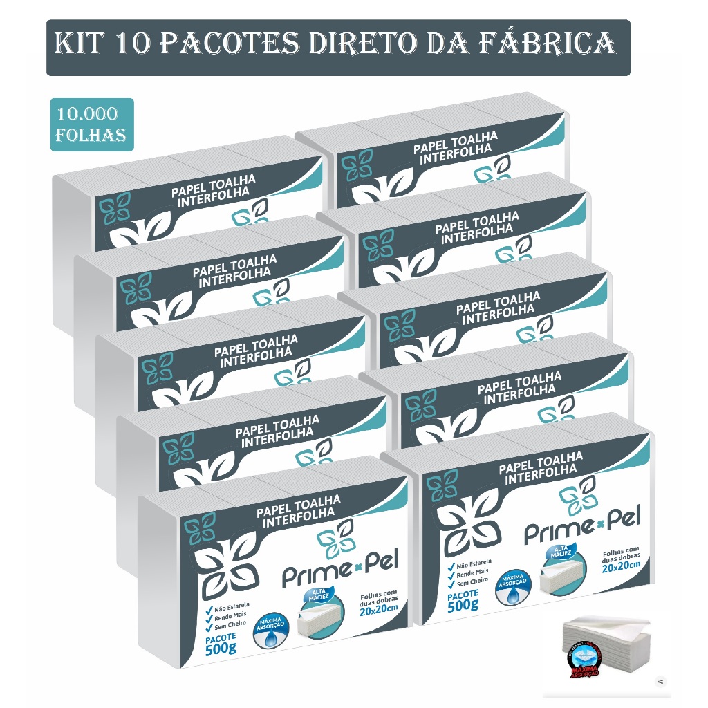 Papel Interfolhado Branco P/ Secar Mãos Banheiro Kit Com 10 Pacotes em Oferta na Shopee