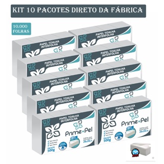 Papel Interfolhado Branco P/ Secar Mãos Banheiro Kit Com 10 Pacotes em Oferta na Shopee