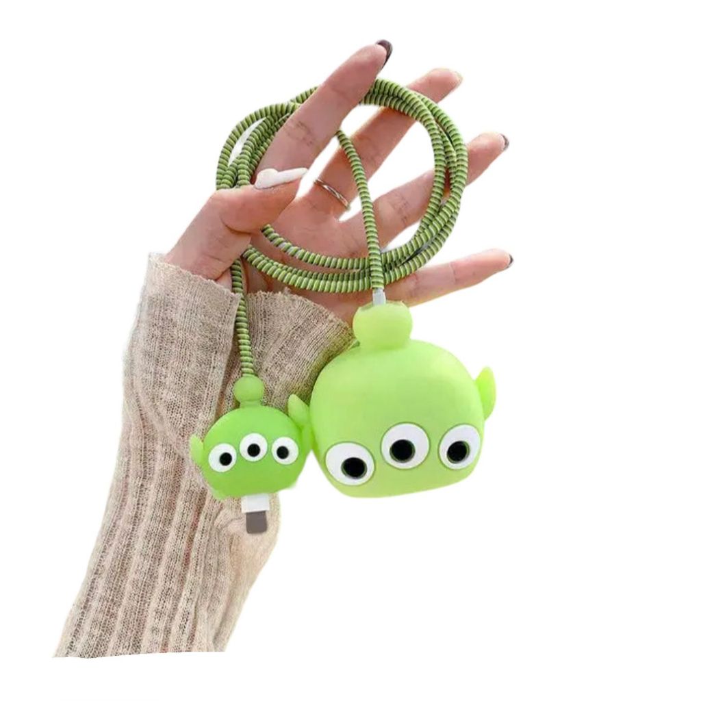Kit Protetor De Carregador + Protetor De Cabo + Protetor De Cabo Espiral - Alien Toy Story