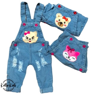 Jardineira Macacão calça jeans infantil feminino para menina em Oferta na Shopee