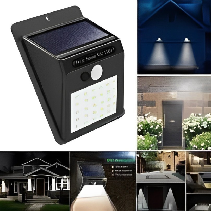Luminária De Parede 30 Leds Energia Solar Com Sensor De Movimento e Presença Balizador À Prova D' Água imperio
