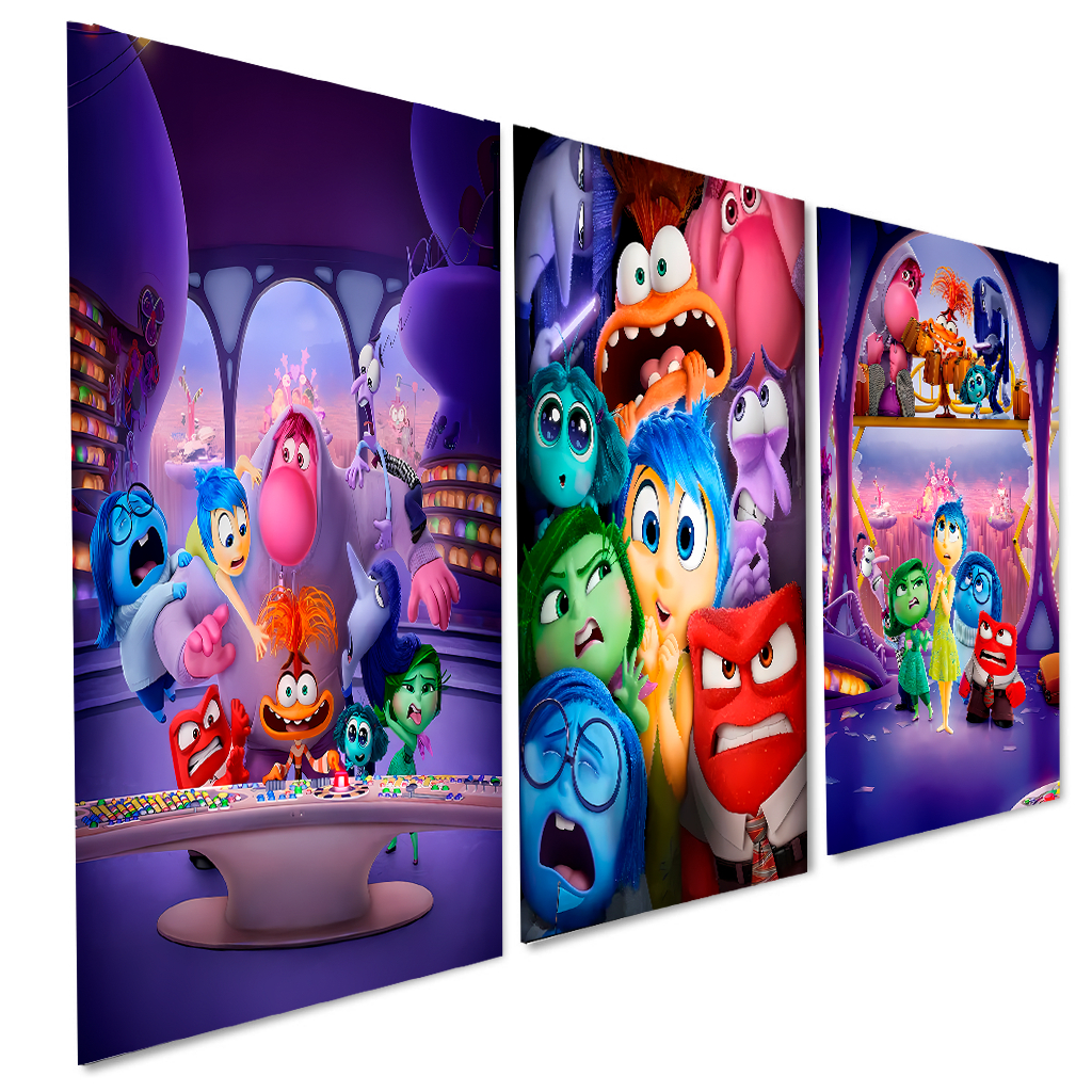 Kit 3 Quadros Decorativos mente divertida Alegria, Tristeza, Raiva, Medo e Repulsa Ansiedade, Inveja em Oferta na Shopee