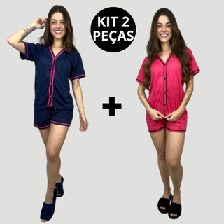 Kit 2 Pijamas Blogueirinha/ Pijama Americano/ Pijama Feminino/ Conjunto Baby Doll