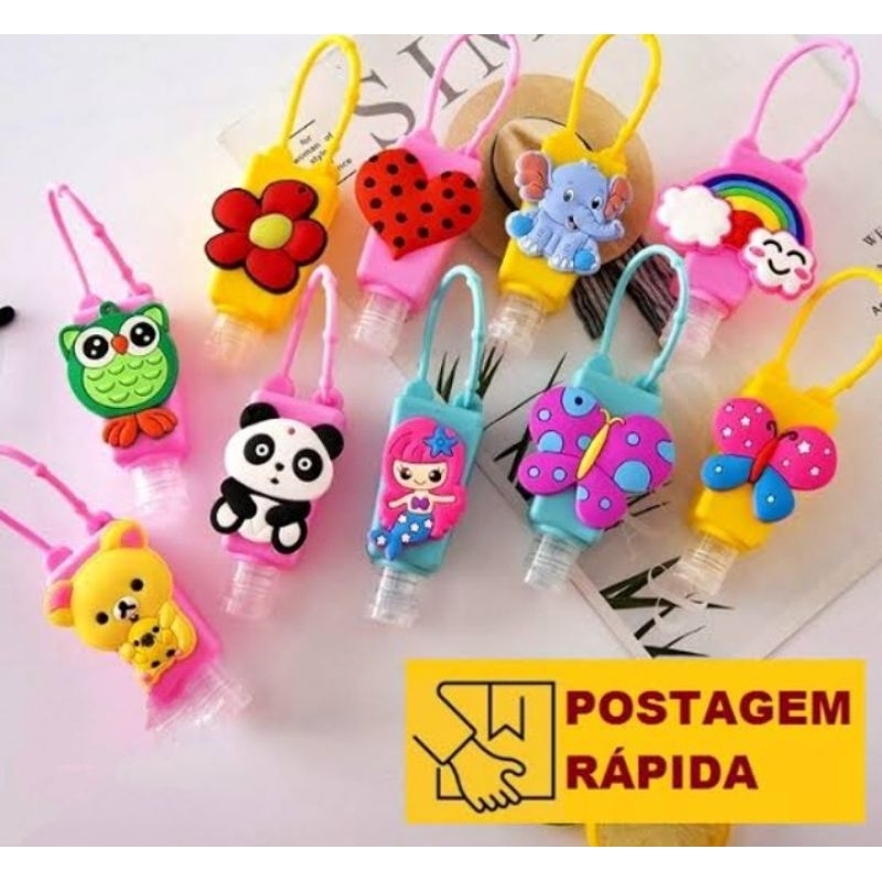 Frasco Porta Alcool Gel Mochila Chaveiro Silicone

