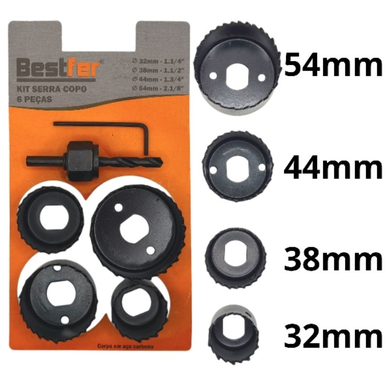 Kit de serra copo para furadeira. Jogo de serra copo bi metal para madeira bimetal