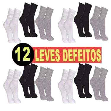 12 PARES DE MEIAS MASCULINAS GROSSAS - LEVES DEFEITOS | Conforto incrível com desconto imperdível! - Tamanho 39 ao 43 em Oferta na Shopee