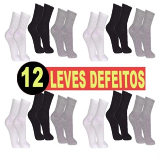 12 PARES DE MEIAS MASCULINAS GROSSAS - LEVES DEFEITOS | Conforto incrível com desconto imperdível! - Tamanho 39 ao 43 em Oferta na Shopee