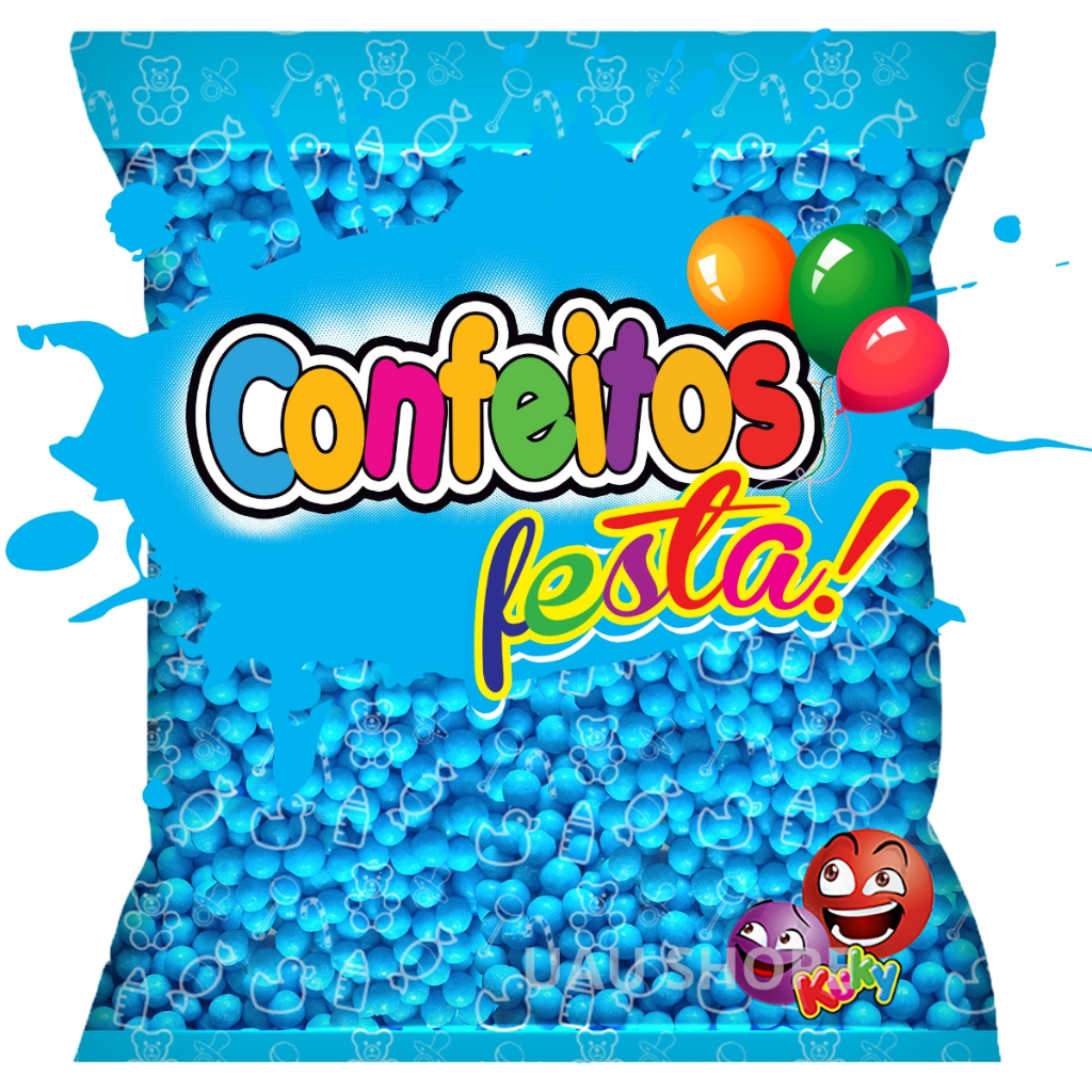 1/2/3 Confeito Bolinhas Festa 500gr Kuky - Tutti-Frutti (azul) em Oferta na Shopee