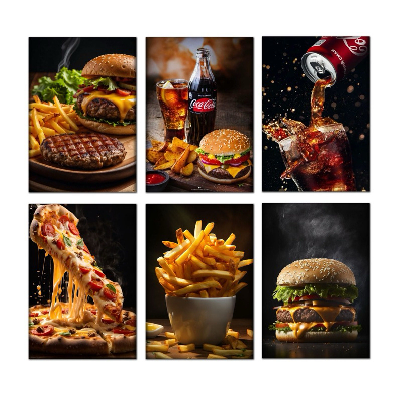 Quadro Decorativo Plaquinhas Lanchonete Lanches Comidas e Bebidas Decoração Food Churrascarias