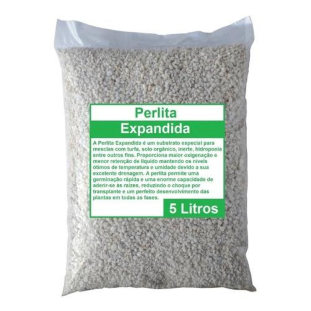 Perlita Expandida 5 Litros - Grow Cultivo - Oxigenador de Solos Cactos Suculentas e Rosas do Deserto