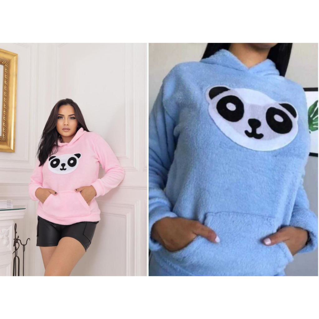 KIT 2 BLUSAS de frio pelúcia quentinha panda