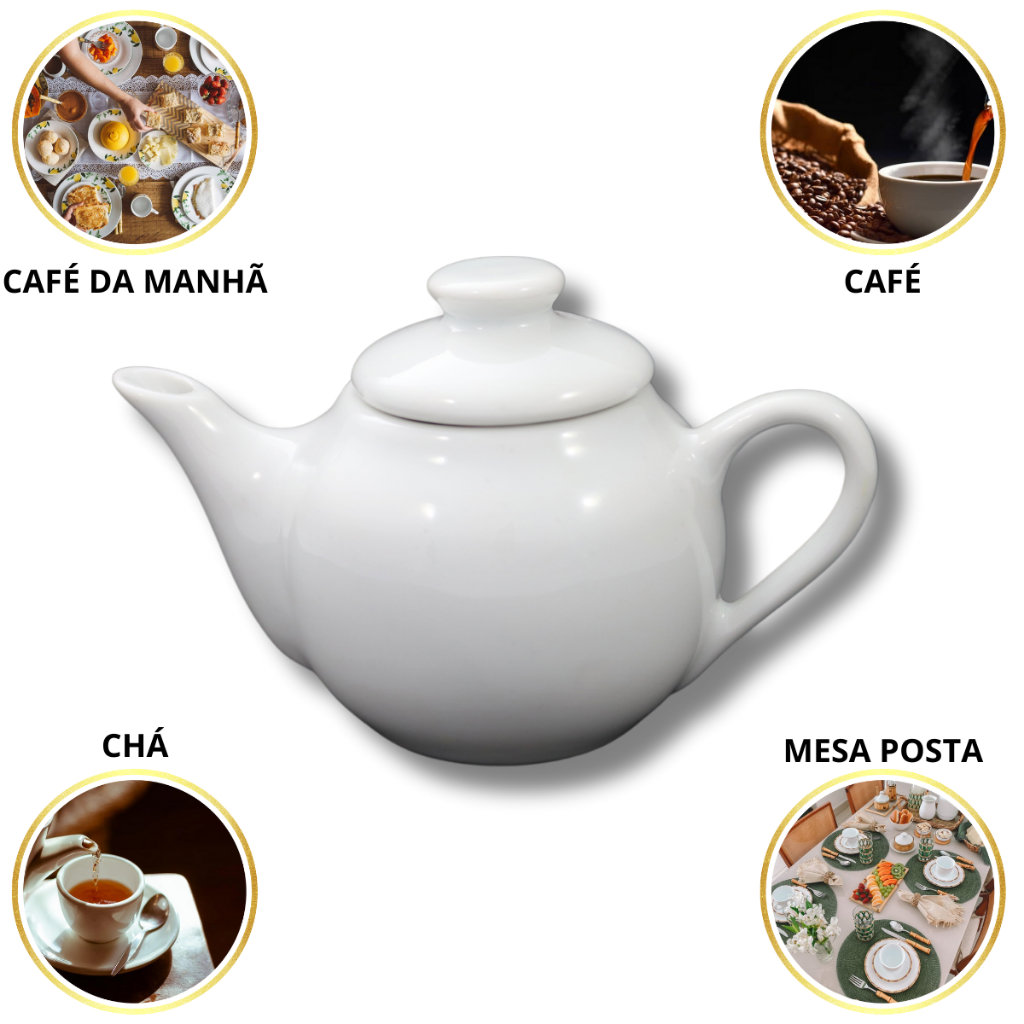 Bule Miniatura Pequeno Porcelana Branca 250 ml Individual ou até 4 Pessoas (porções de 50 ml)