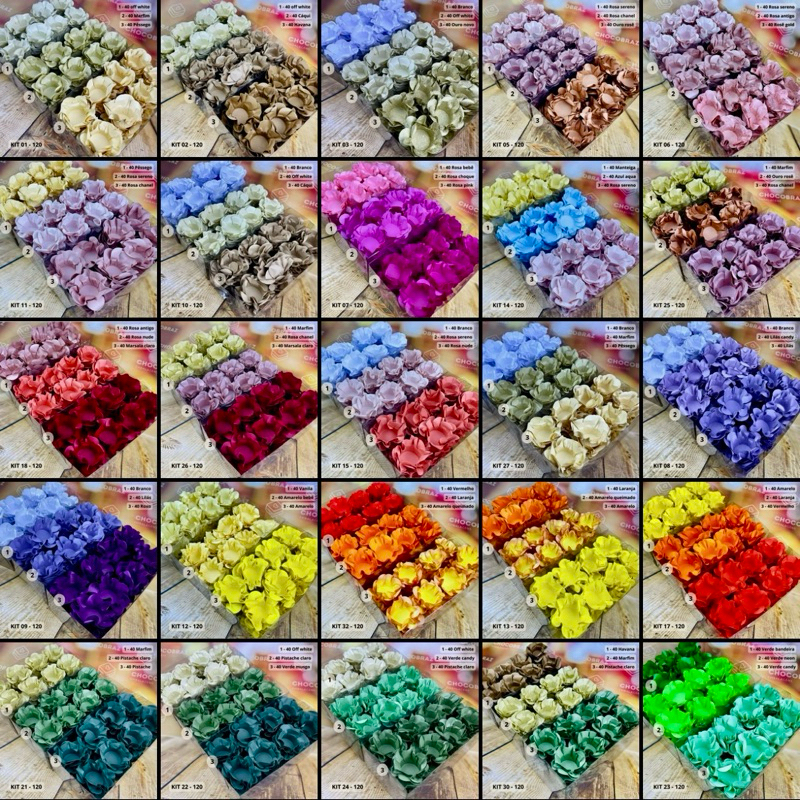 120 Forminhas de Doces Finos Flor Luxo Festa 65 Cores E 35 COMBINAÇÕES em Oferta na Shopee