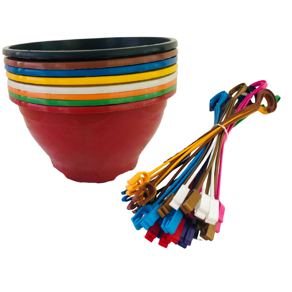 Kit 20 Vasos Cuias 18 cm 1,6L COLORIDAS + haste 31 cm para Suculentas Cactos Rosa Deserto