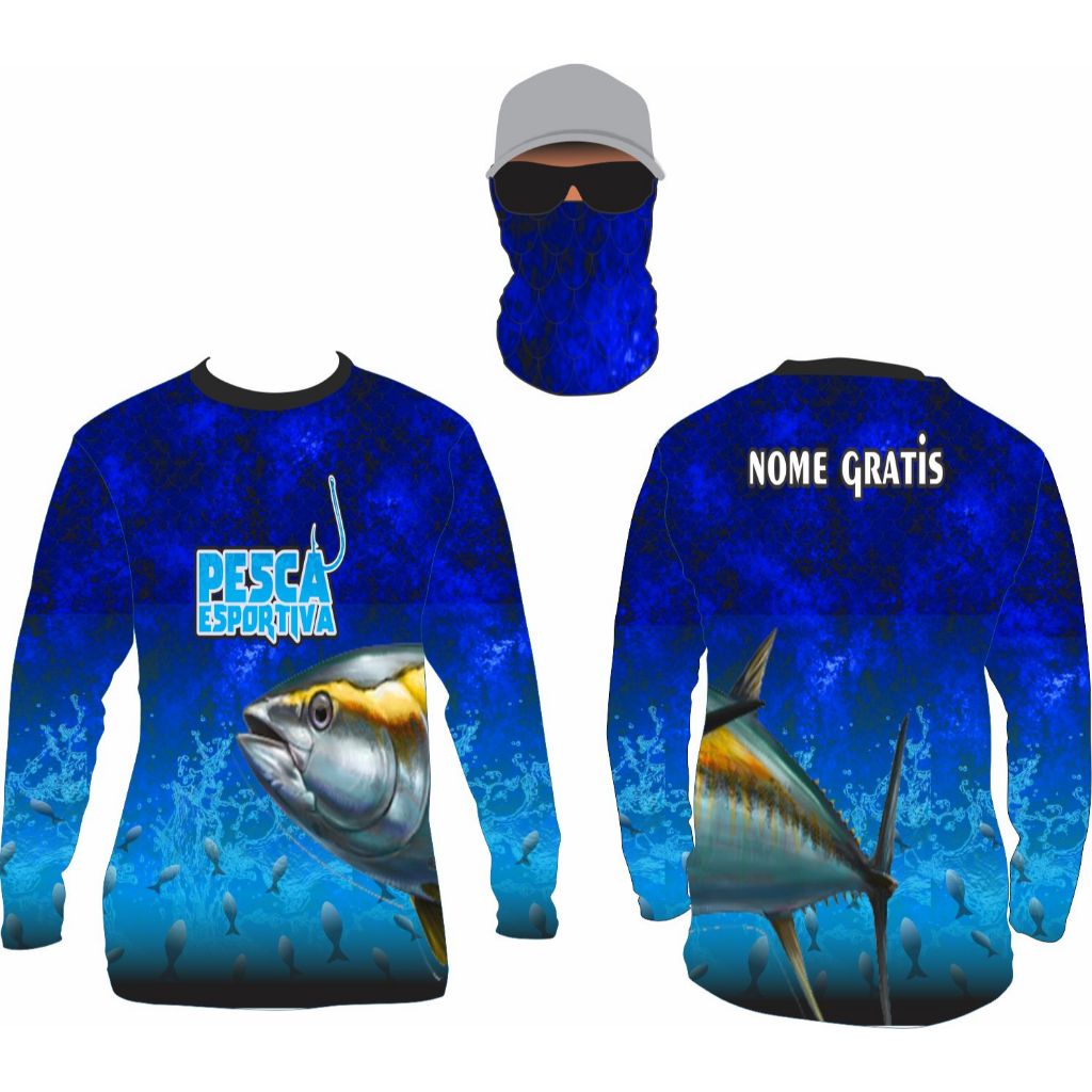 camiseta de pesca v50 xareu nome gratis e bandana ref5