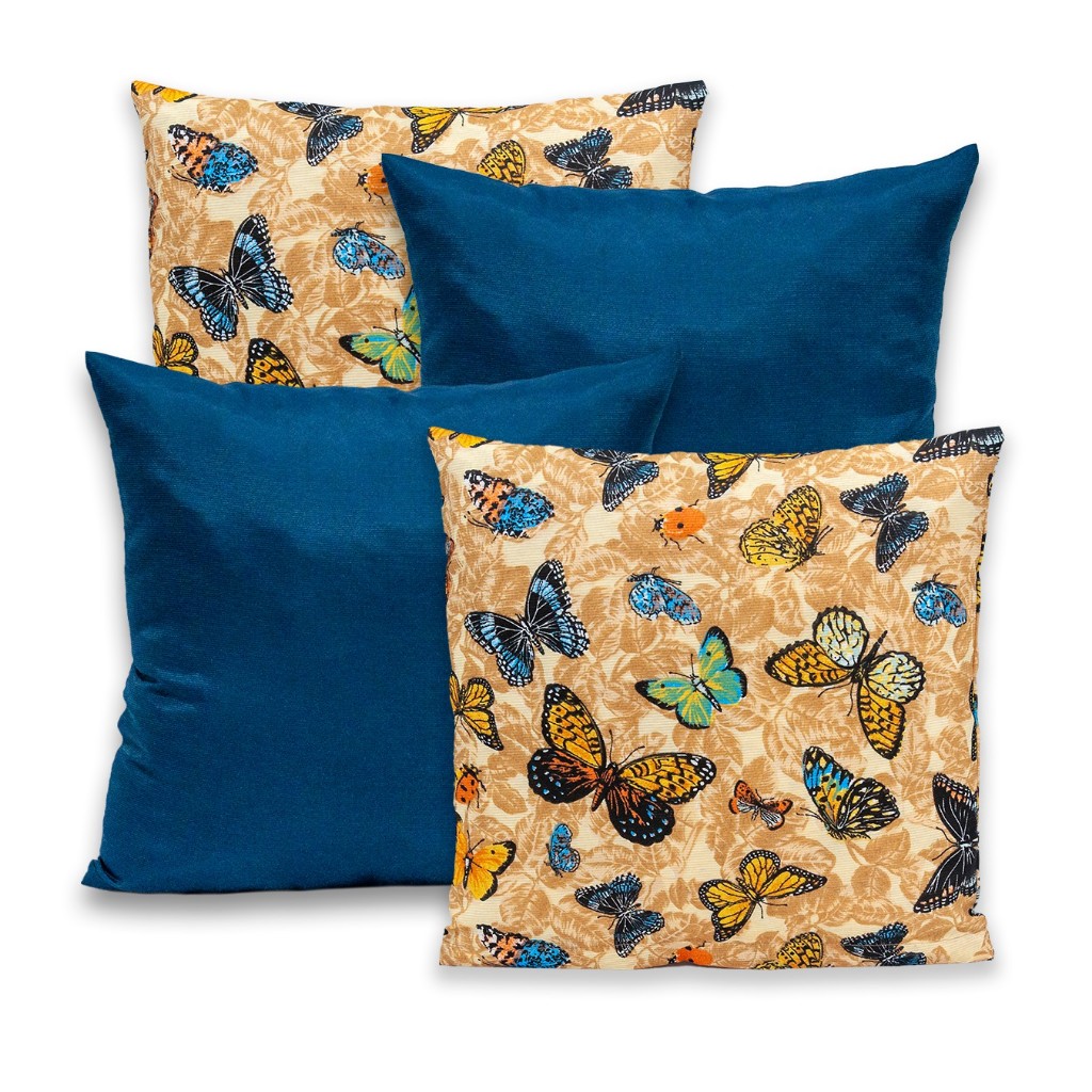 KIT COM 4 CAPAS DE ALMOFADAS 45 x 45 ESTAMPADO BORBOLETAS AVELA NOVIDADE PRONTA ENTREGA