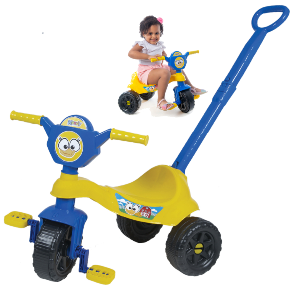 Triciclo Motoca Empurrador e Pedal - Peninha Galinha Viral da Internet - Certificado Inmetro