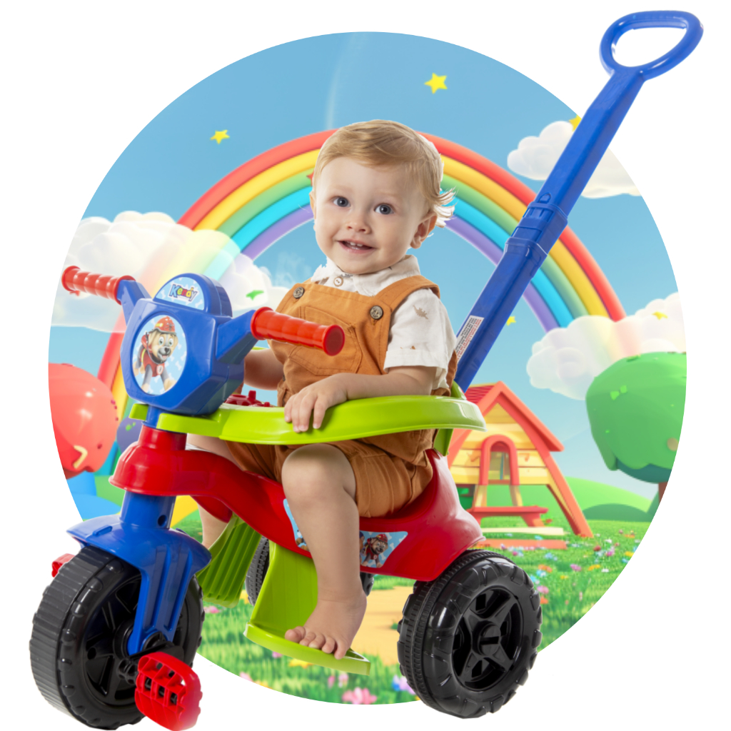 Motoquinha Menino Completa Utilizável De 1 a 3 Anos - Protetor, empurrar, apoio para os Pés e Pedais certificado inmetro em Oferta na Shopee