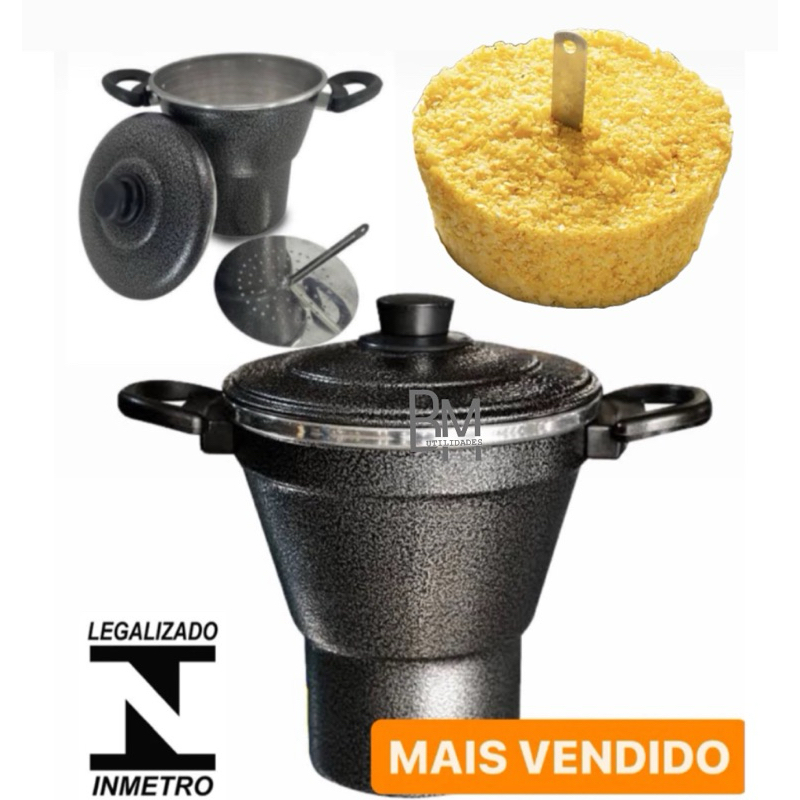 Cuscuzeiro de Aluminio Craquelado craqueado Grande Nº 20 Nordestino 20cm cuzcuzeiro