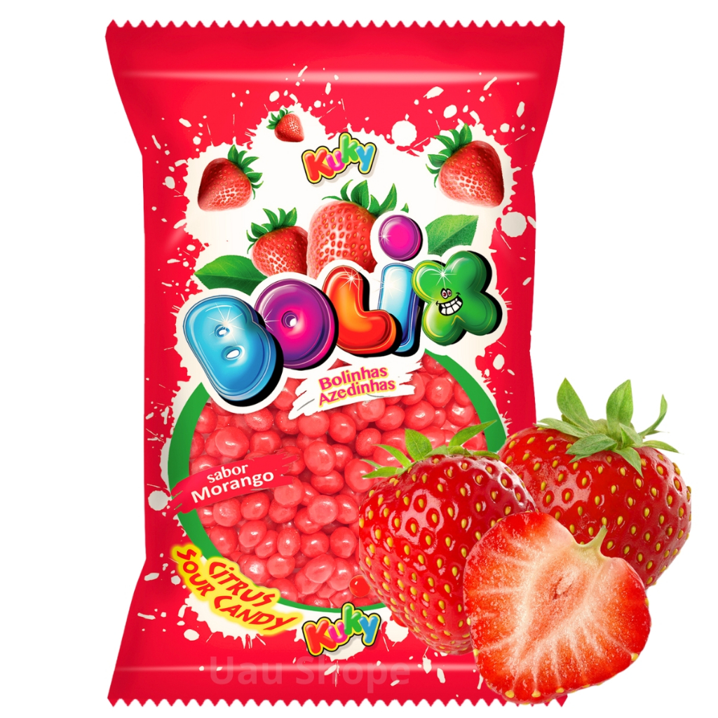 1/2/3 Bala De Goma Azedinha Bolix Morango 500g - Kuky em Oferta na Shopee