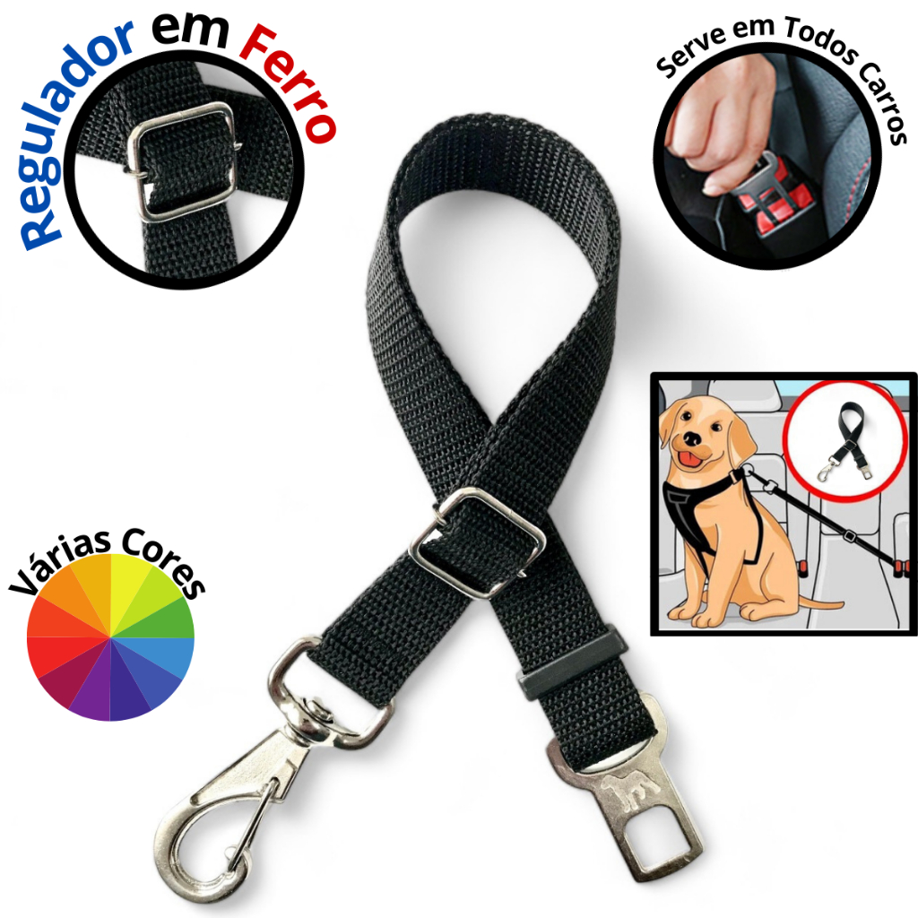 Cinto de segurança pet universal compatível com todos os modelos de veículos para cães e gatos em Oferta na Shopee